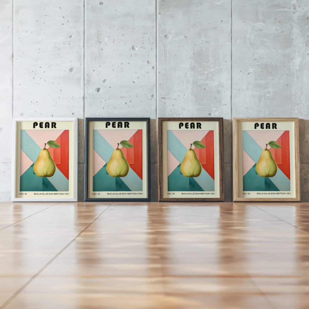 10 pear bauhaus 3x4 framed posters mockup