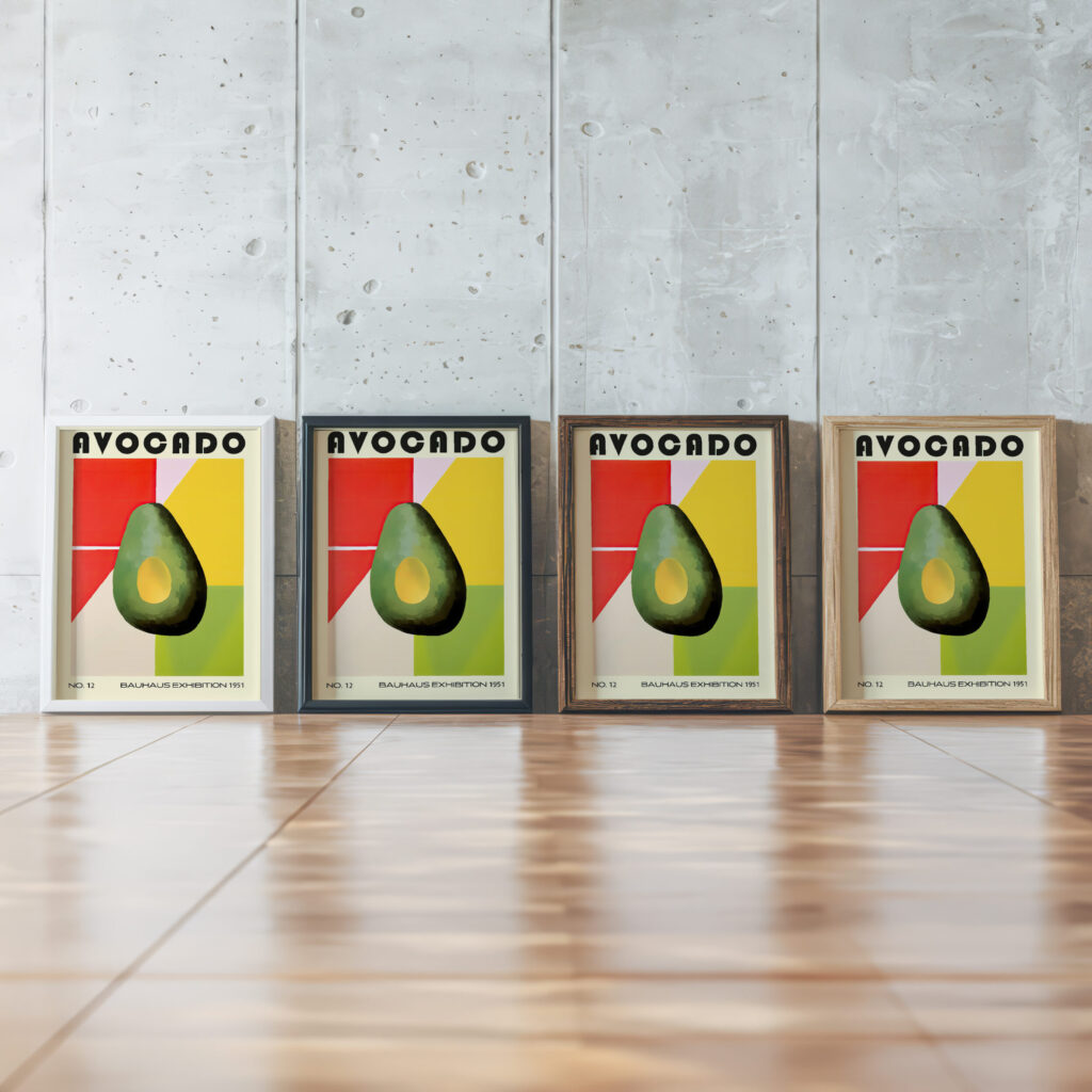 12 avocado bauhaus 3x4 framed posters mockup