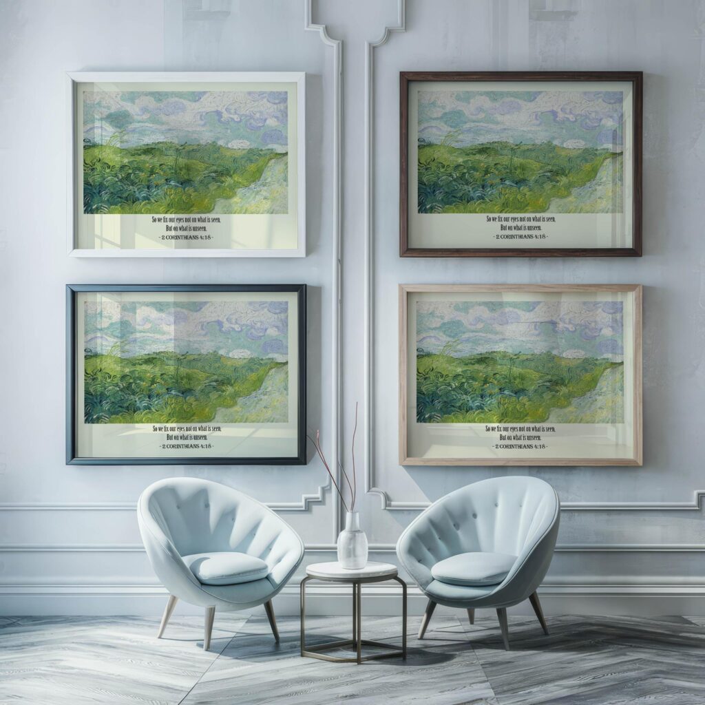 13 2 Corinthians 4 18 framed posters mockup