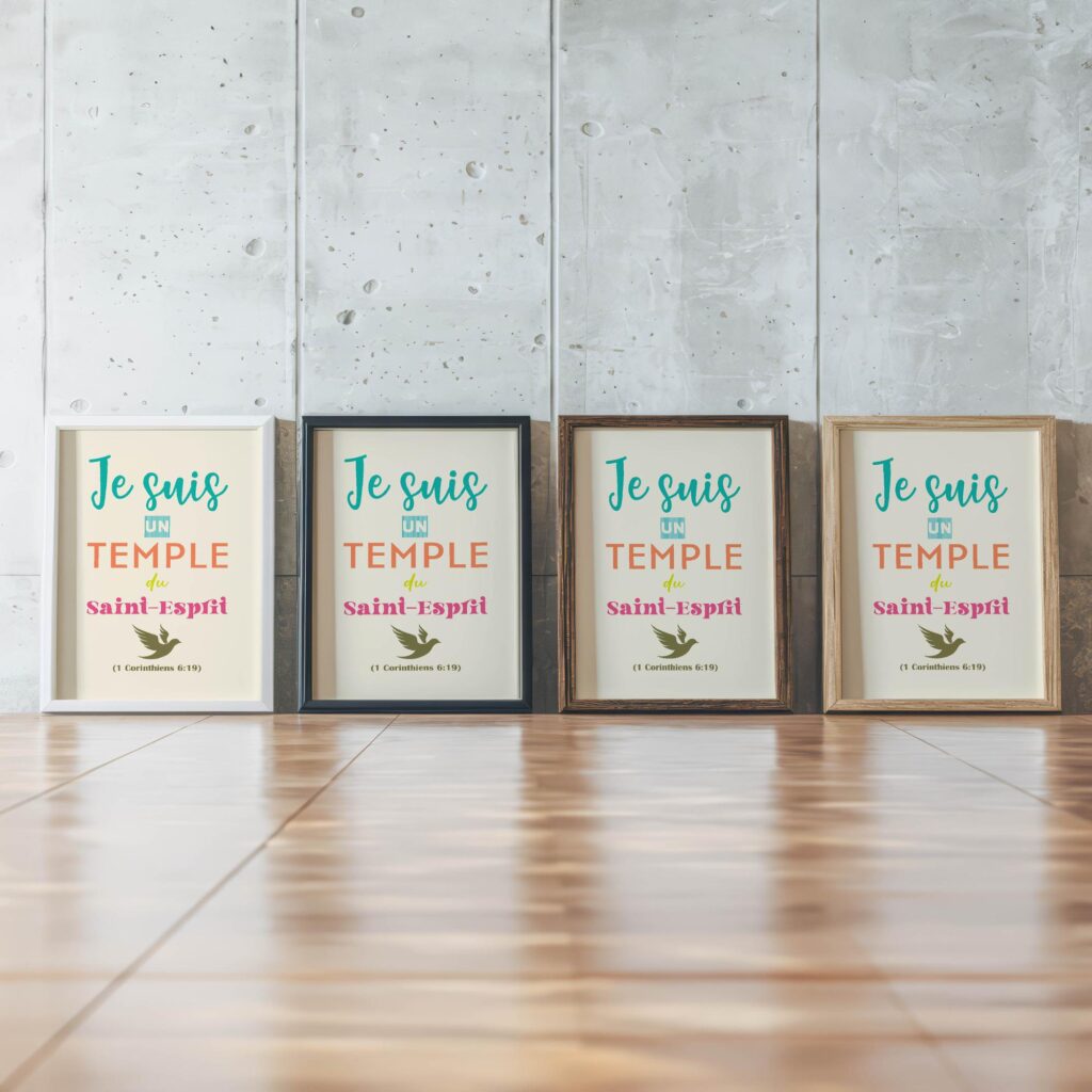 13 Je suis un temple du Saint Esprit framed posters mockup