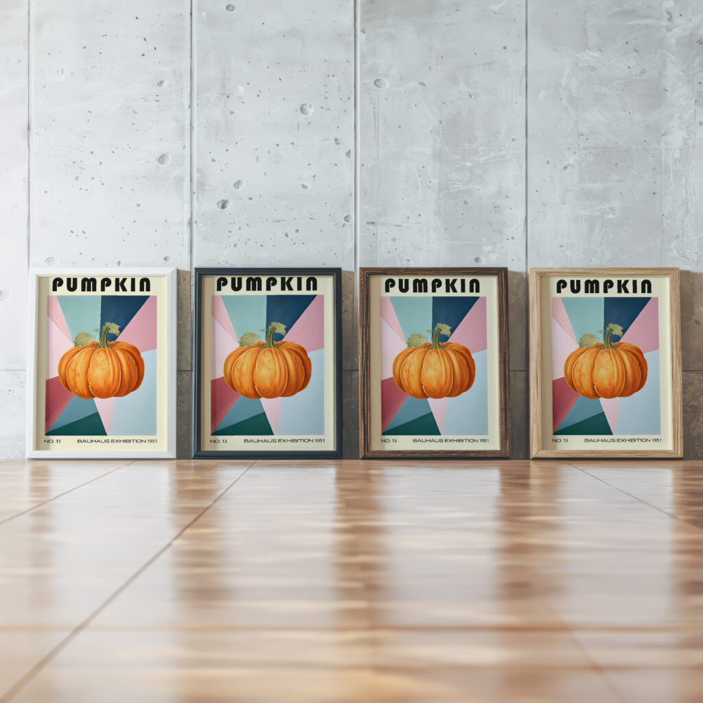 13 pumpkin bauhaus 3x4 framed posters mockup