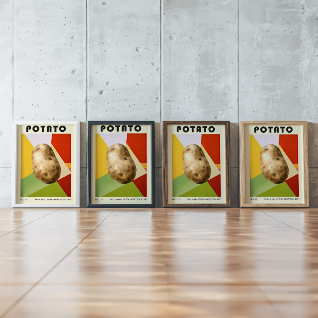 15 potatoe bauhaus 3x4 framed posters mockup