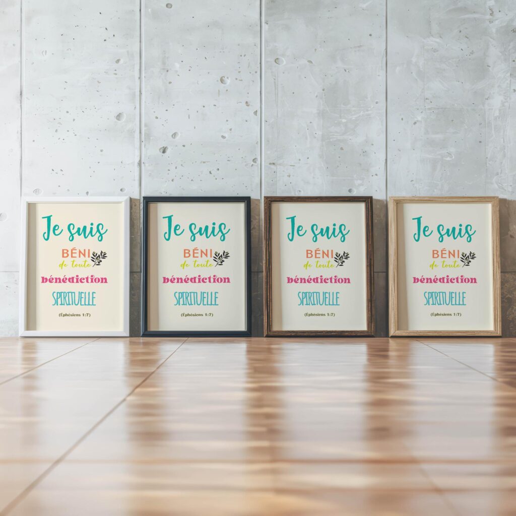 16 Je suis beni de toute benediction spirituelle framed posters mockup