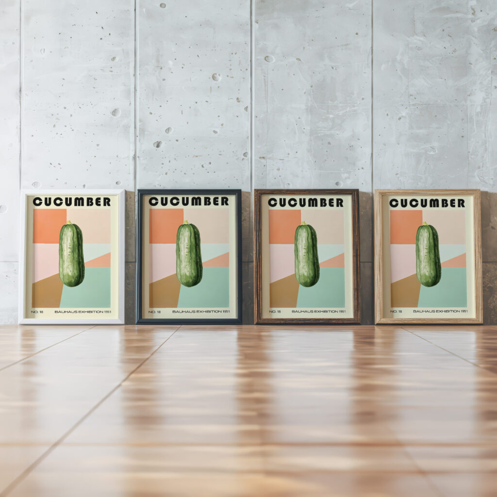 18 cucumber bauhaus 3x4 framed posters mockup