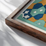 18 plates of ornamental tiles from the Afghan Boundary Commission Pl 01 1884 Afghan Boundary Commission close up dark wood mockup