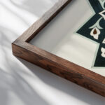 18 plates of ornamental tiles from the Afghan Boundary Commission Pl 02 1884 Afghan Boundary Commission close up dark wood mockup