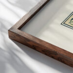 18 plates of ornamental tiles from the Afghan Boundary Commission Pl 03 1884 Afghan Boundary Commission close up dark wood mockup