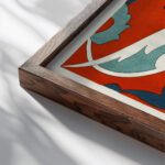 18 plates of ornamental tiles from the Afghan Boundary Commission Pl 07 1884 Afghan Boundary Commission close up dark wood mockup