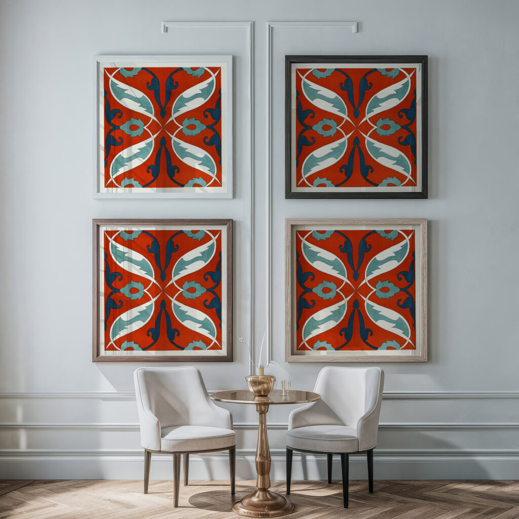 18 plates of ornamental tiles from the Afghan Boundary Commission Pl 07 1884 Afghan Boundary Commission framed posters mockup