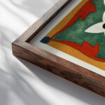 18 plates of ornamental tiles from the Afghan Boundary Commission Pl 08 1884 Afghan Boundary Commission close up dark wood mockup