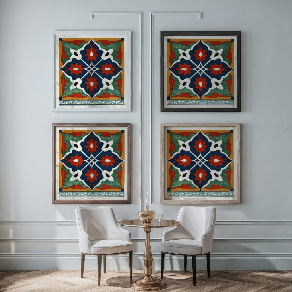 18 plates of ornamental tiles from the Afghan Boundary Commission Pl 08 1884 Afghan Boundary Commission framed posters mockup