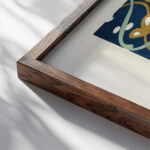 18 plates of ornamental tiles from the Afghan Boundary Commission Pl 09 1884 Afghan Boundary Commission close up dark wood mockup