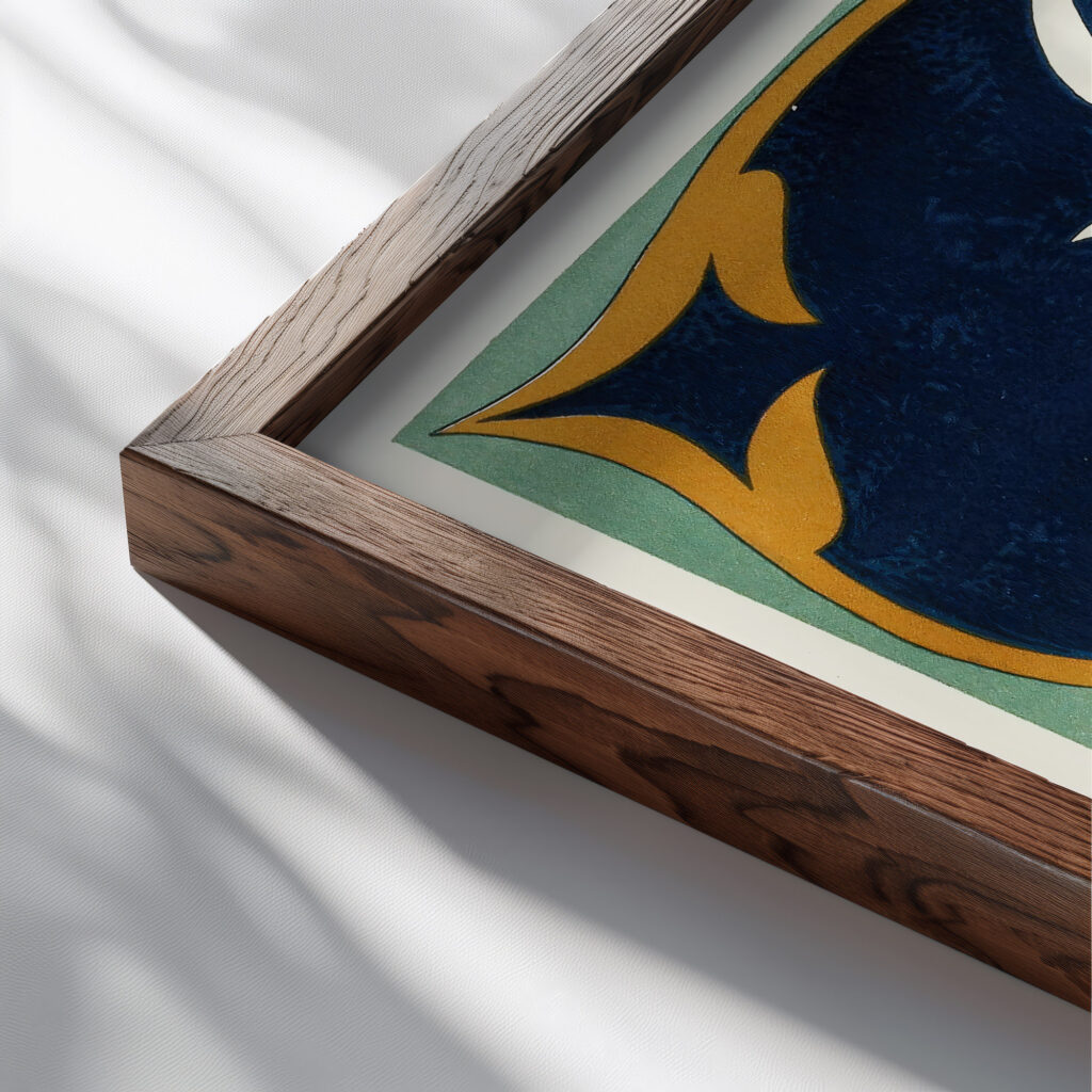 18 plates of ornamental tiles from the Afghan Boundary Commission Pl 13 1884 Afghan Boundary Commission close up dark wood mockup