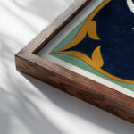 18 plates of ornamental tiles from the Afghan Boundary Commission Pl 13 1884 Afghan Boundary Commission close up dark wood mockup