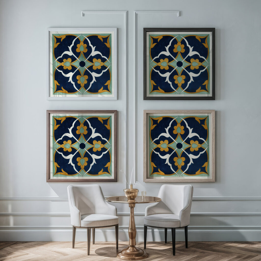 18 plates of ornamental tiles from the Afghan Boundary Commission Pl 13 1884 Afghan Boundary Commission framed posters mockup