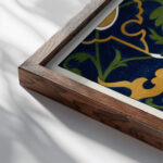 18 plates of ornamental tiles from the Afghan Boundary Commission Pl 15 1884 Afghan Boundary Commission close up dark wood mockup