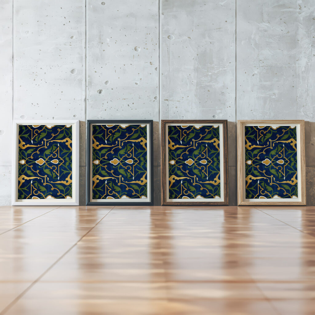 18 plates of ornamental tiles from the Afghan Boundary Commission Pl 15 1884 Afghan Boundary Commission framed posters mockup