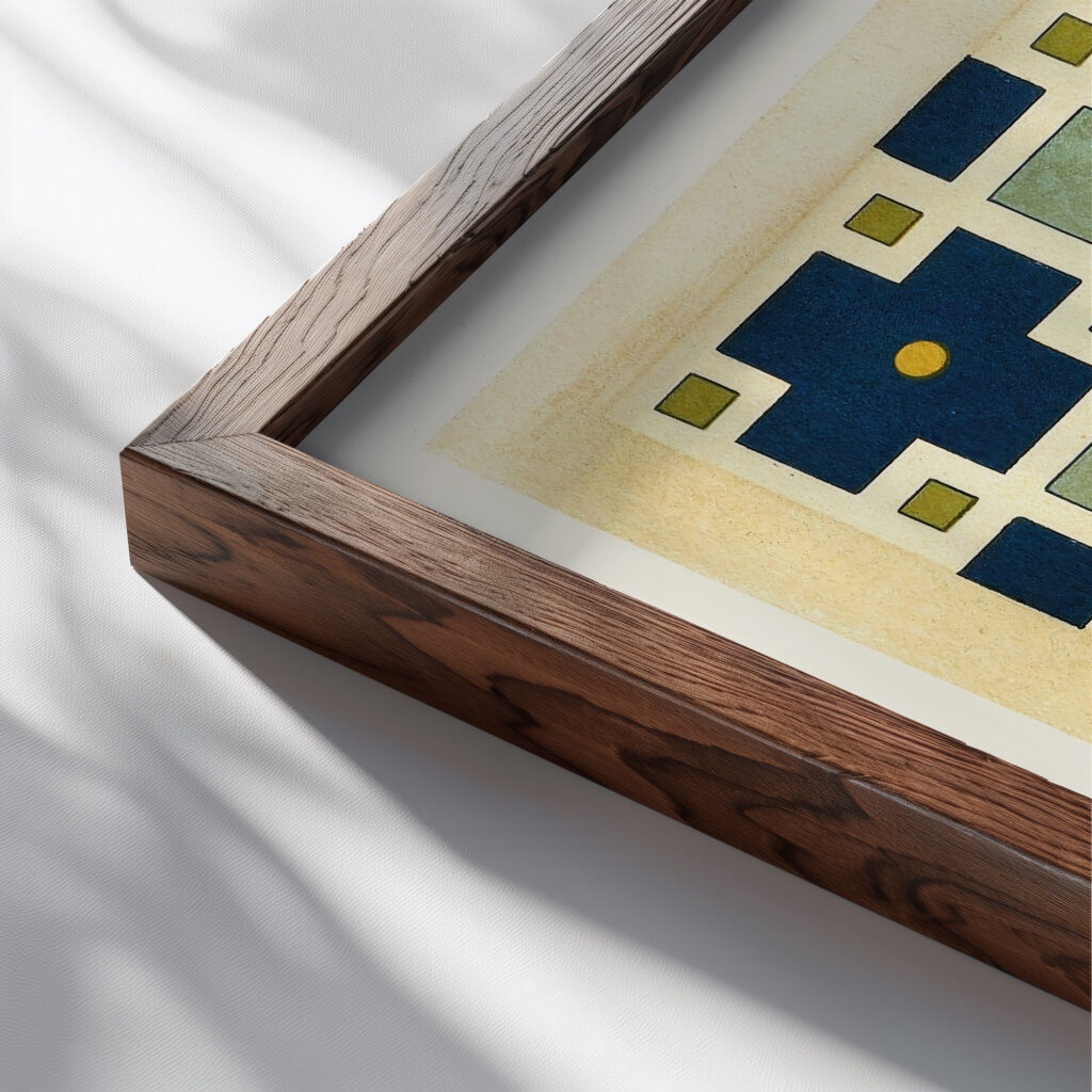 18 plates of ornamental tiles from the Afghan Boundary Commission Pl 18 1884 Afghan Boundary Commission close up dark wood mockup