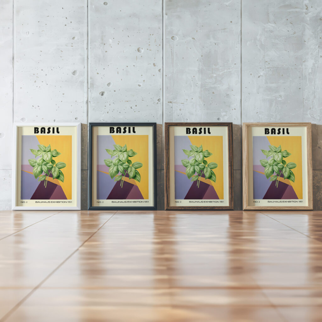2 basil bauhaus 3x4 framed posters mockup
