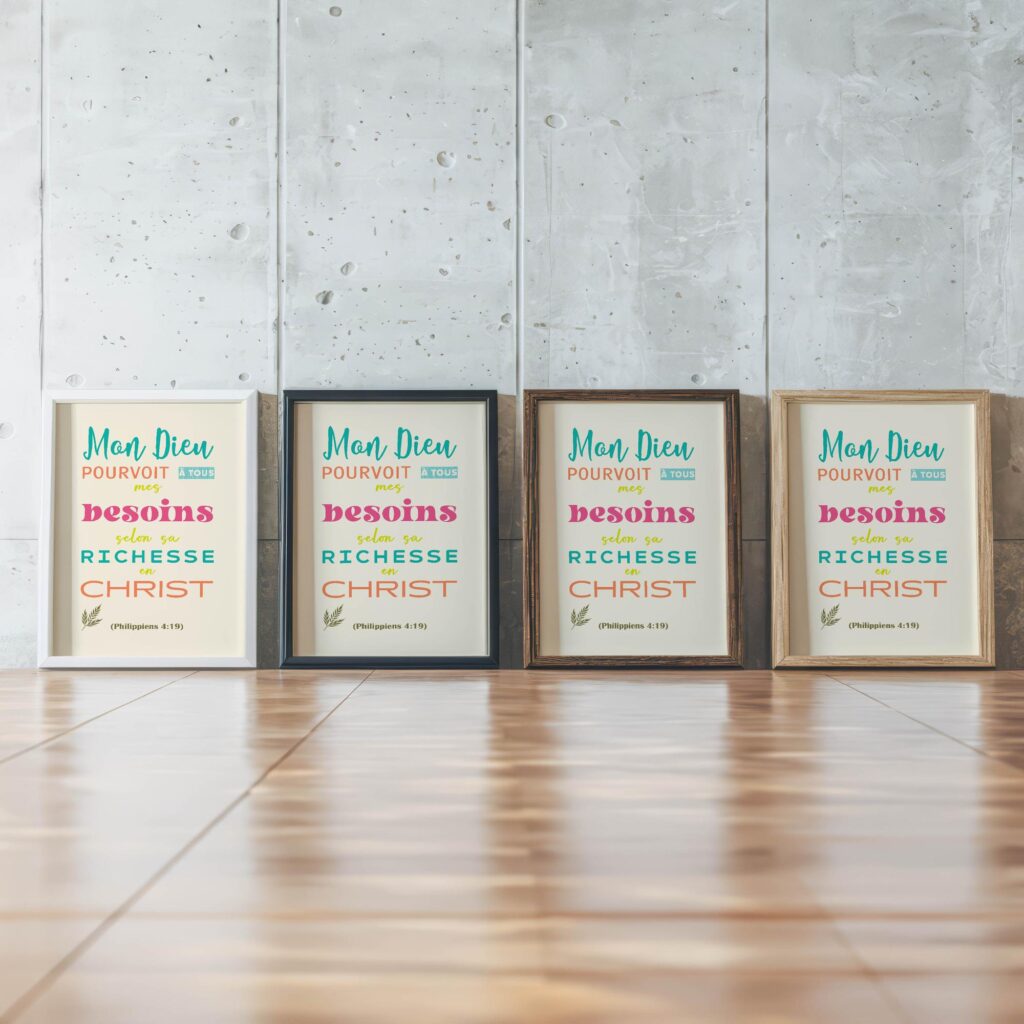 20 Mes besoins sont combles selon sa richesse en gloire framed posters mockup