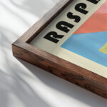 20 raspberry bauhaus 3x4 close up dark wood mockup