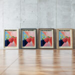 20 raspberry bauhaus 3x4 framed posters mockup