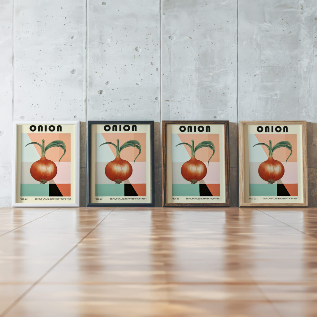 22 onion bauhaus 3x4 framed posters mockup