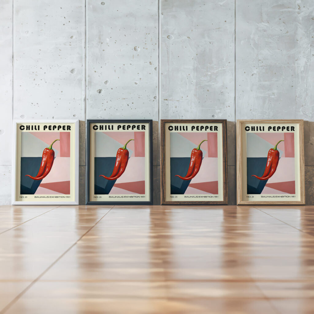 23 chilipepper bauhaus 3x4 framed posters mockup