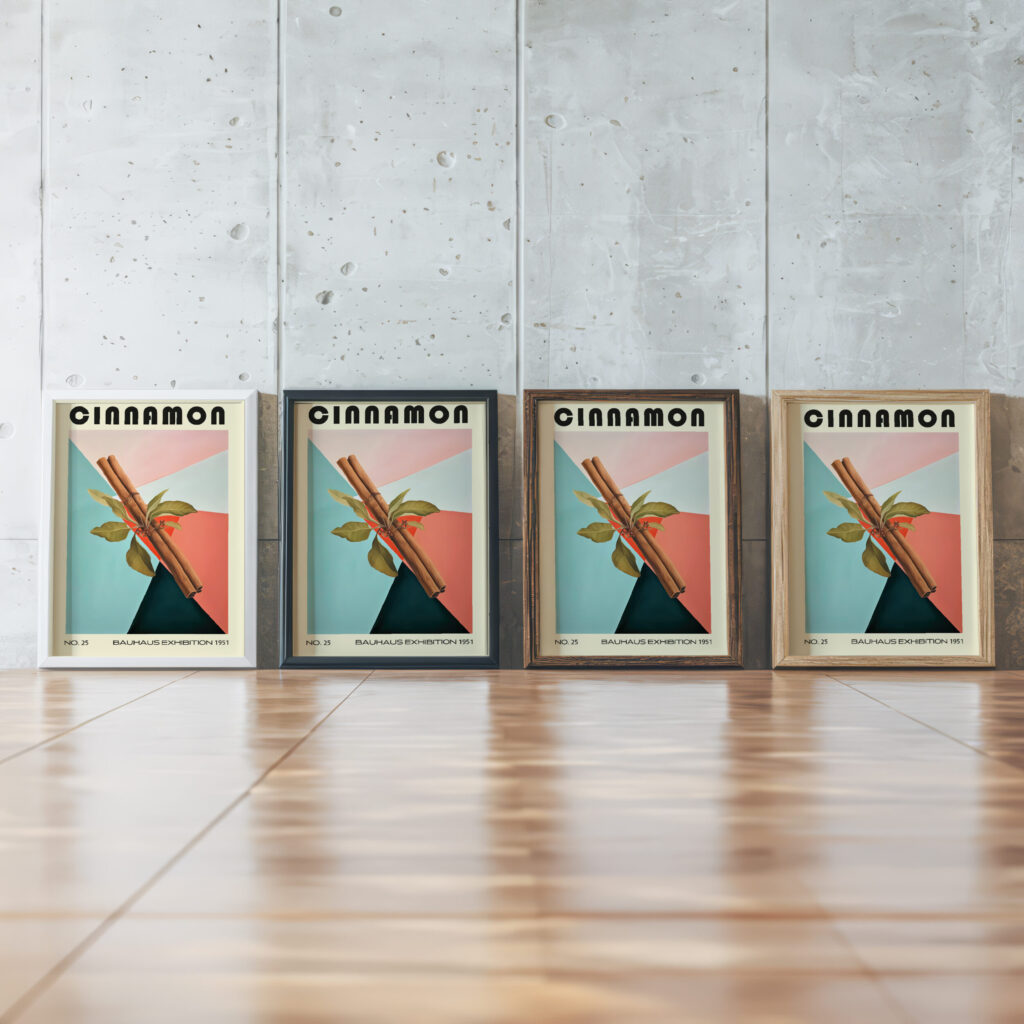 25 cinnamon bauhaus 3x4 framed posters mockup