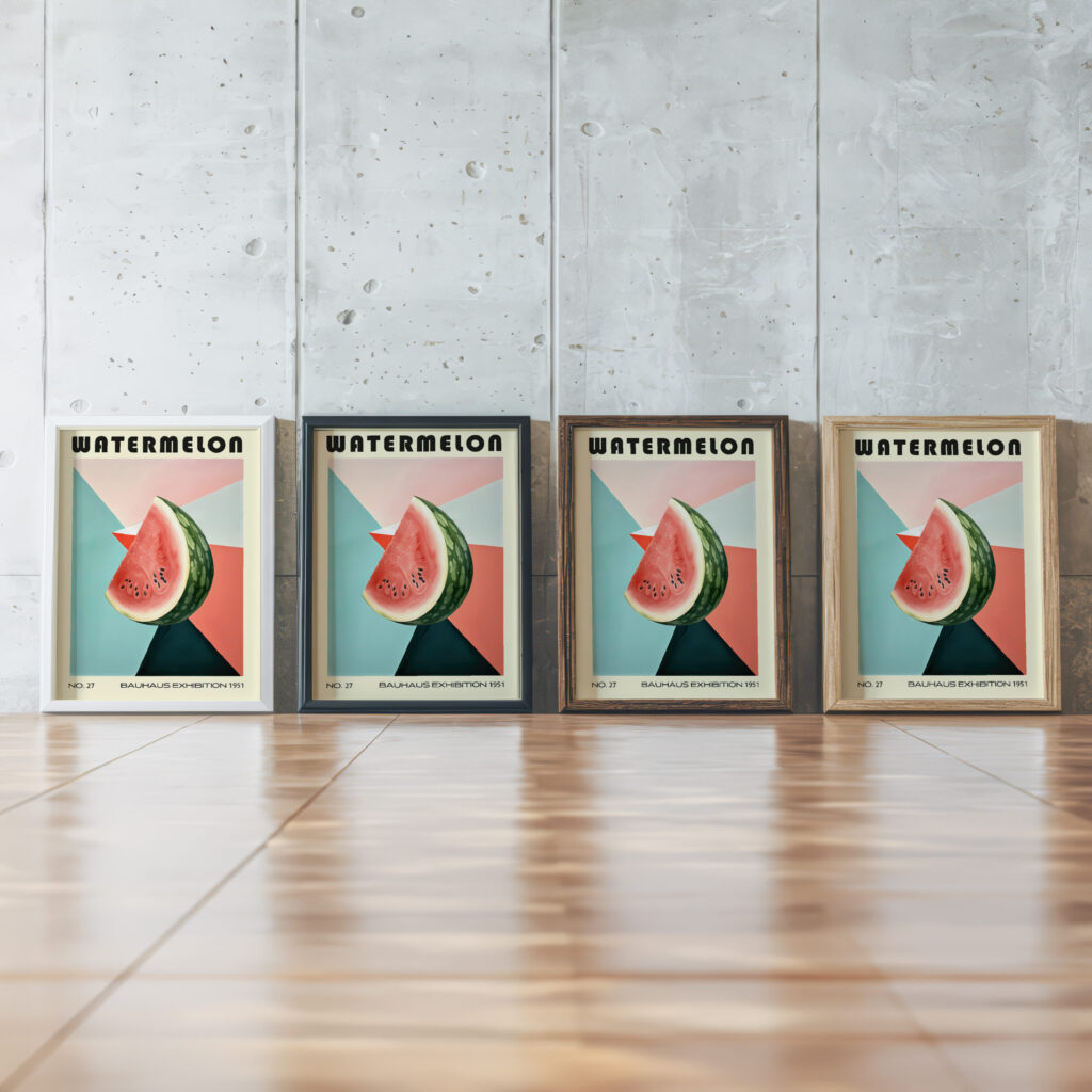 27 watermelon bauhaus 3x4 framed posters mockup