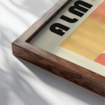 28 almond bauhaus 3x4 close up dark wood mockup