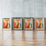 28 almond bauhaus 3x4 framed posters mockup