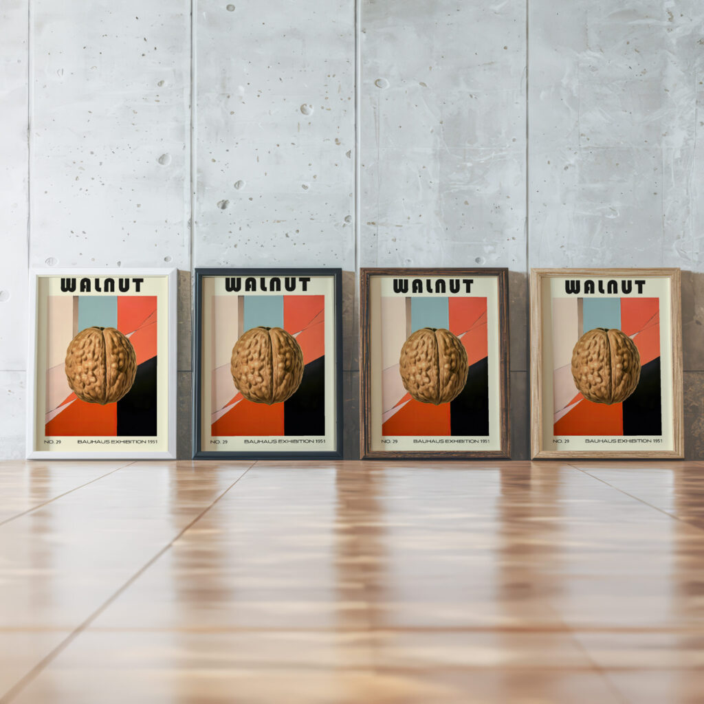 29 walnut bauhaus 3x4 framed posters mockup