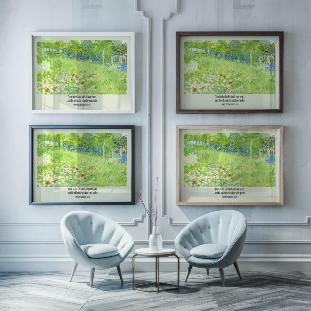 3 Proverbs 3 5 framed posters mockup