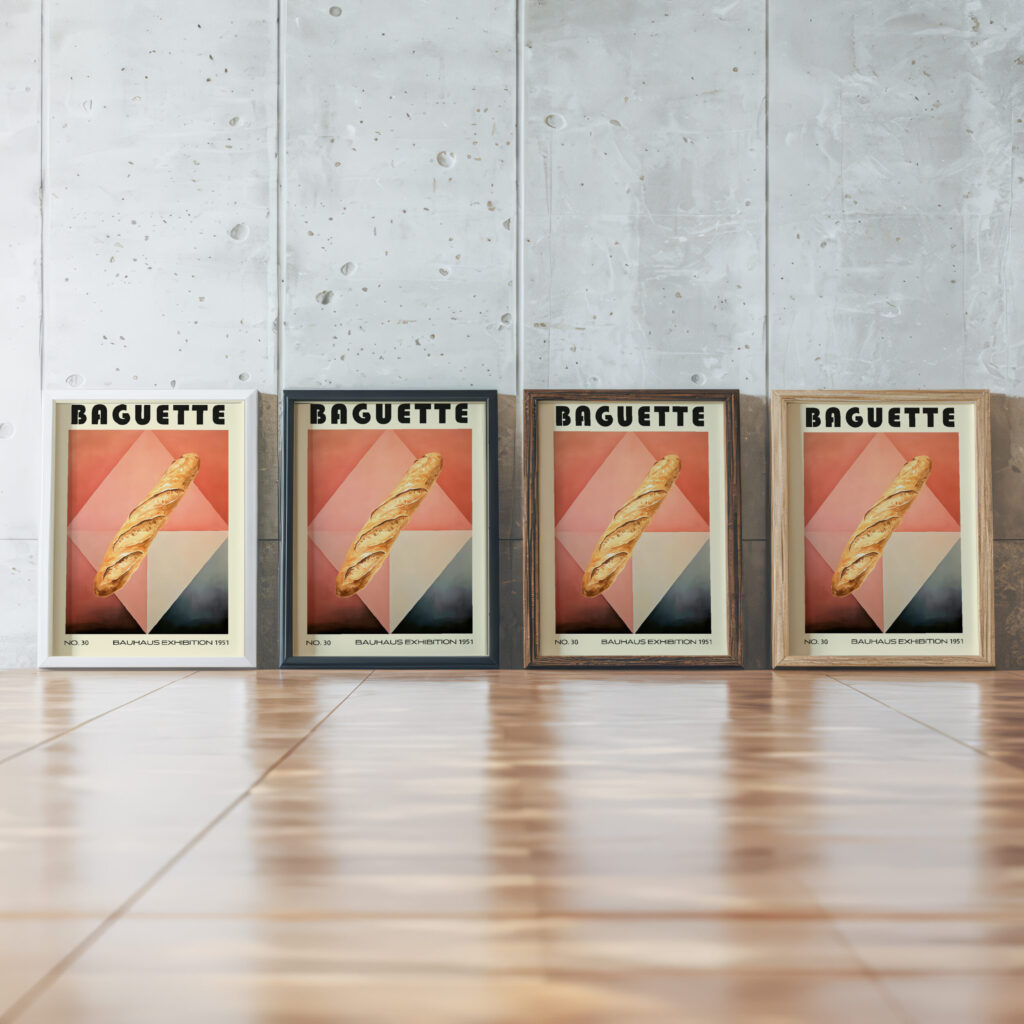 30 baguette bauhaus 3x4 framed posters mockup