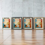 31 butter bauhaus 3x4 framed posters mockup