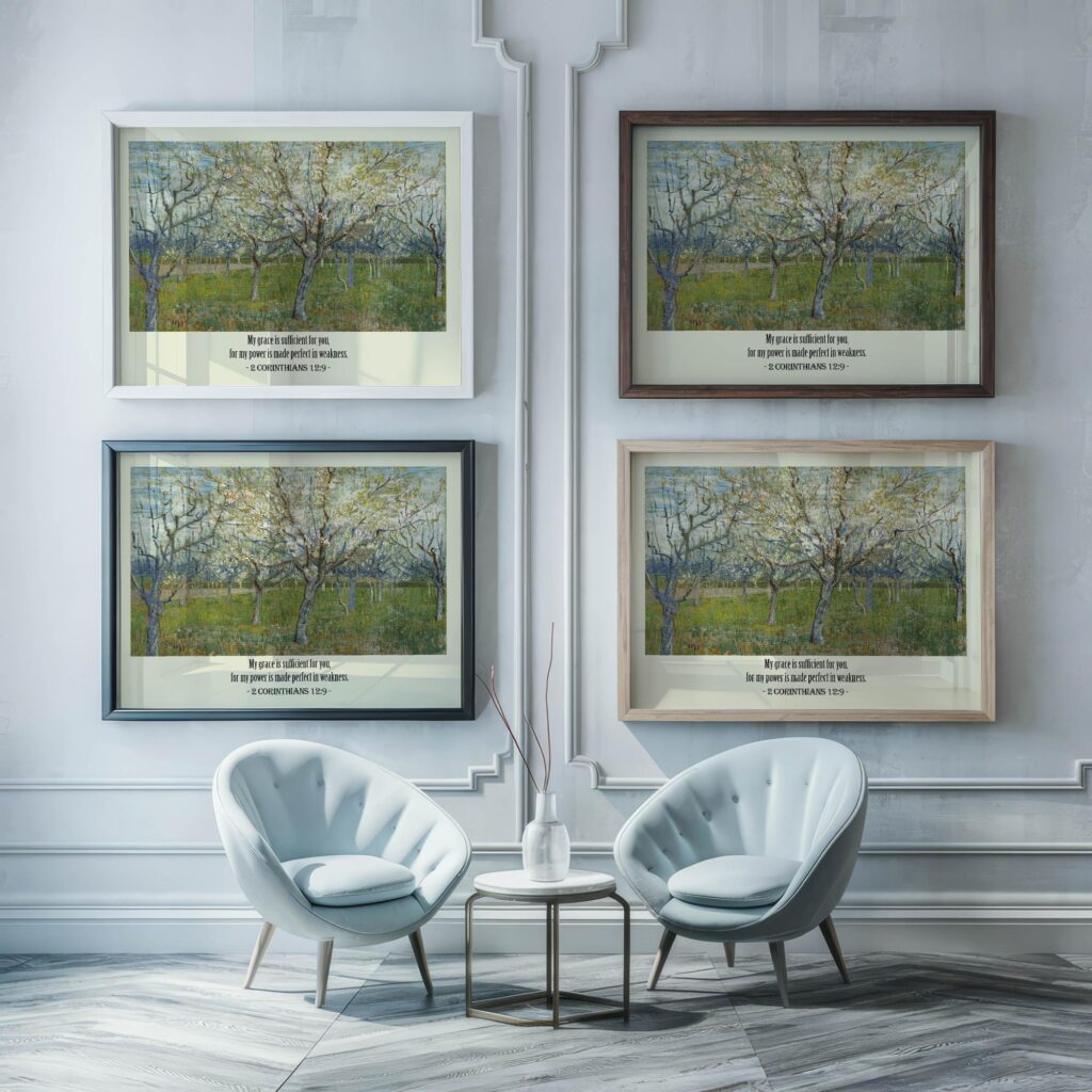 33 2 Corinthians 12 9 framed posters mockup