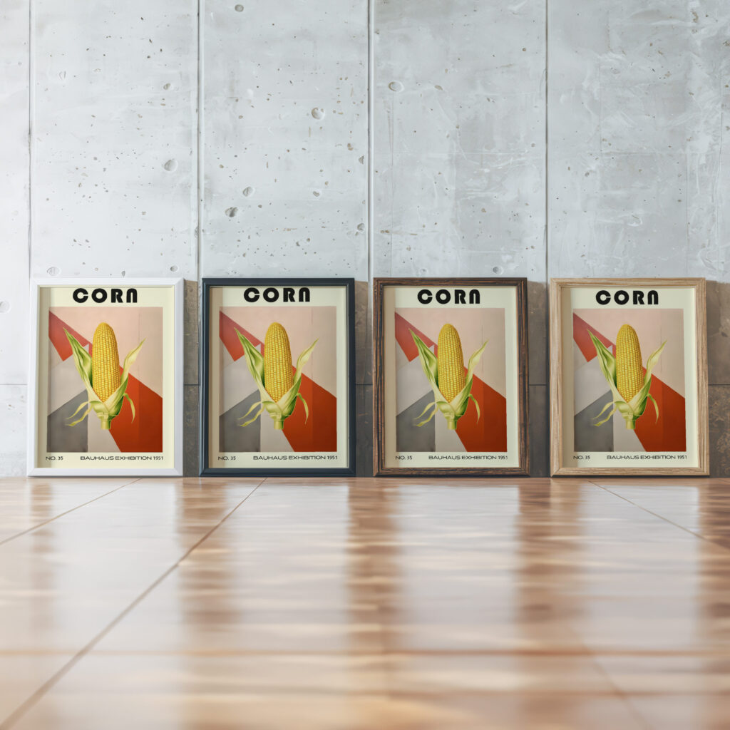 35 corn bauhaus 3x4 framed posters mockup