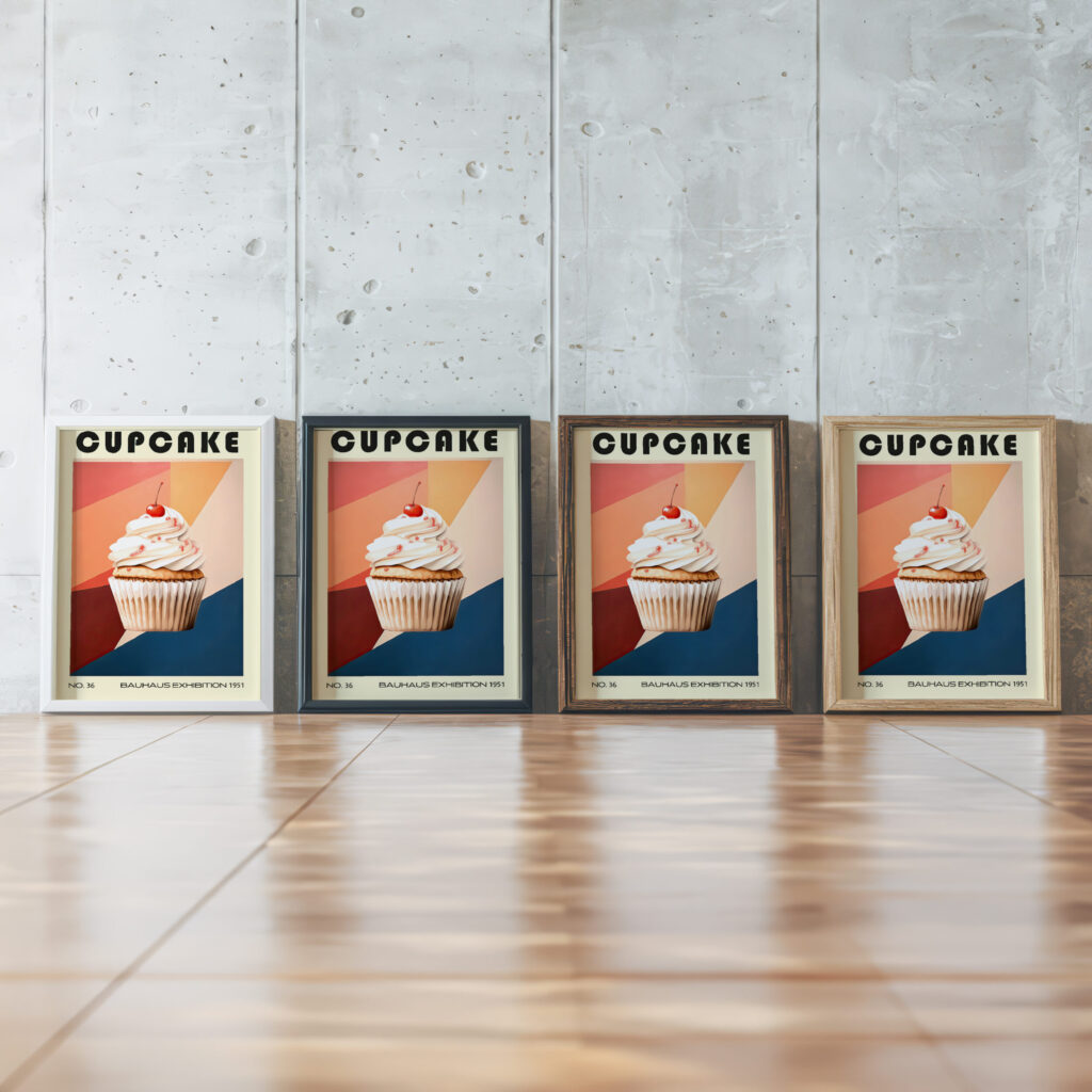 36 cupcake bauhaus 3x4 framed posters mockup