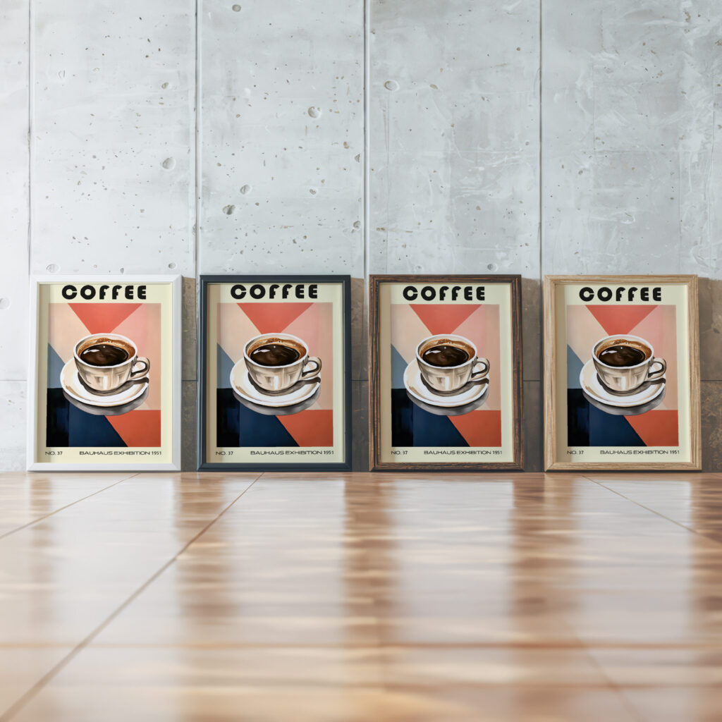 37 coffee bauhaus 3x4 framed posters mockup