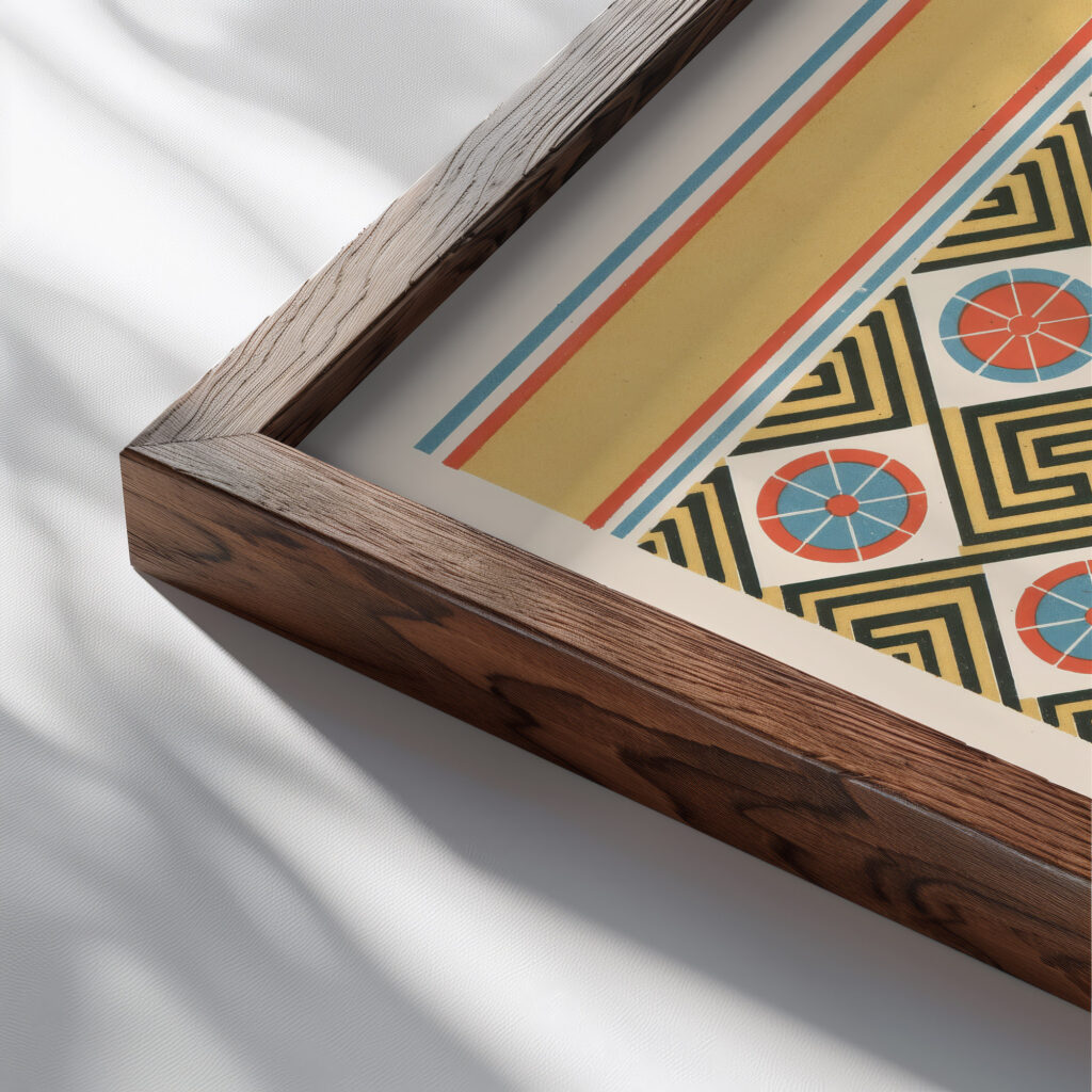 38. Plafond du Tombeau Danna n° 81 39. Plafond du Tombeau de Senmout n° 71 1911 Gustave Jequier close up dark wood mockup