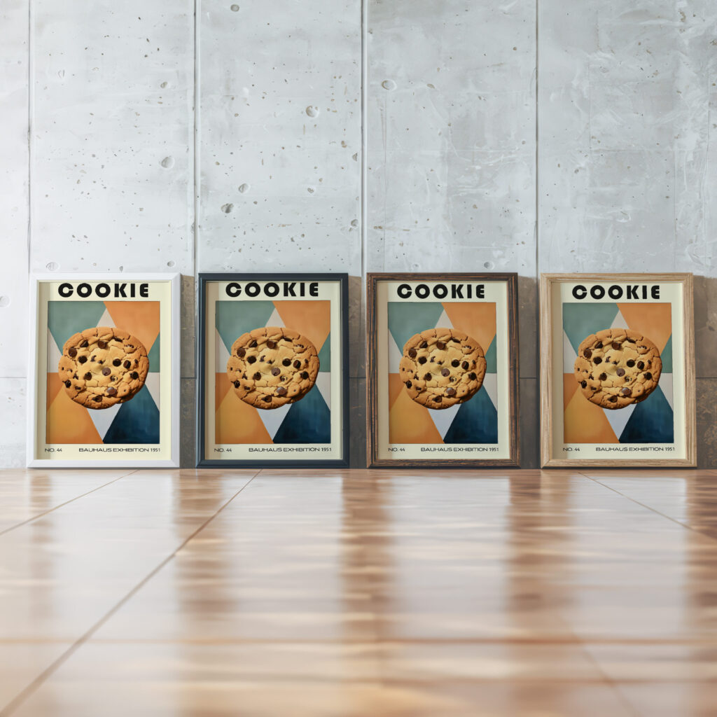 44 cookie bauhaus 3x4 framed posters mockup