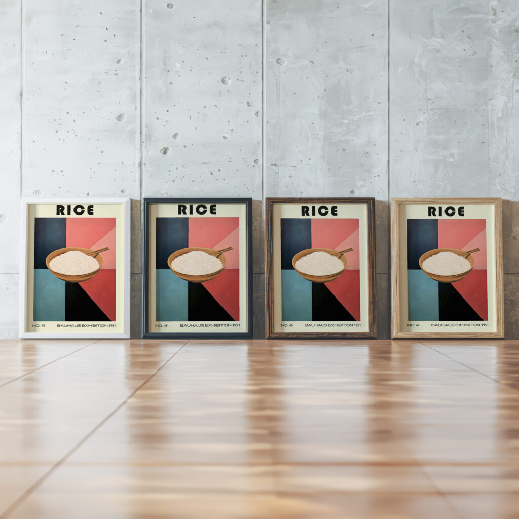 45 rice bauhaus 3x4 framed posters mockup