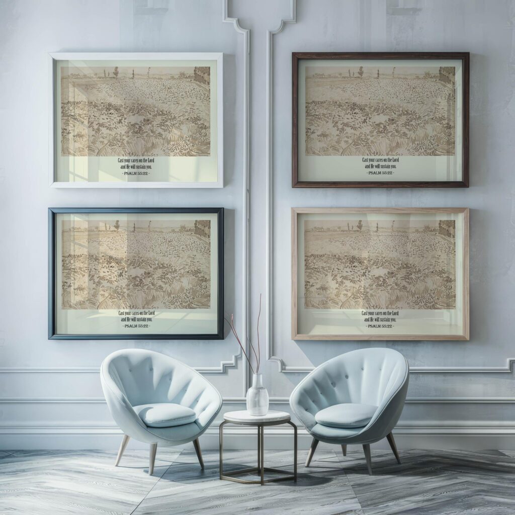 49 Psalm 55 22 framed posters mockup