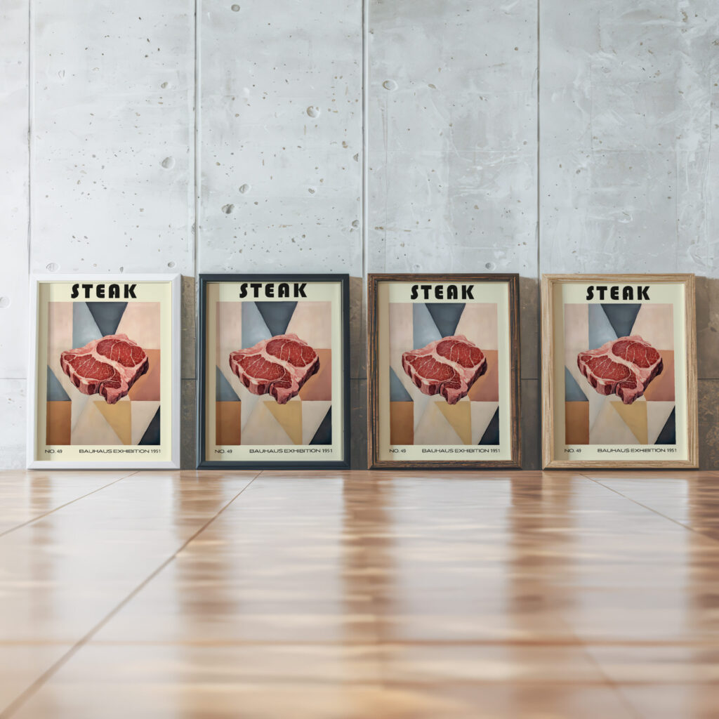 49 steak bauhaus 3x4 framed posters mockup