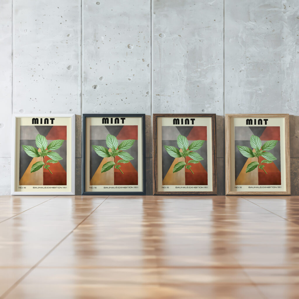 50 mintbauhaus 3x4 framed posters mockup