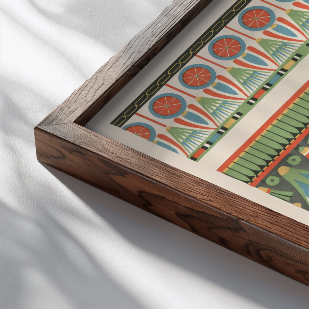 58. Frise du Tombeau de Sebek Hotep n° 63…. 1911 Gustave Jequier close up dark wood mockup