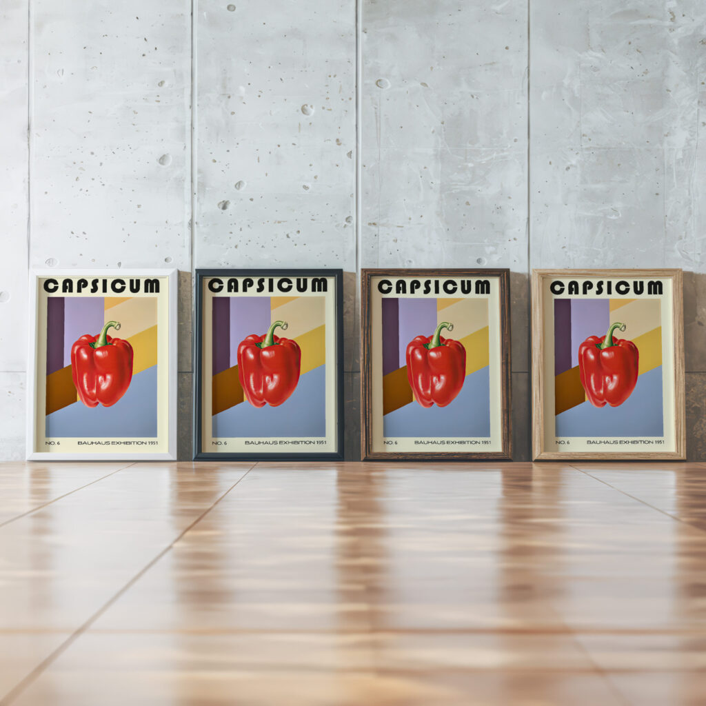 6 capsicum bauhaus 3x4 framed posters mockup