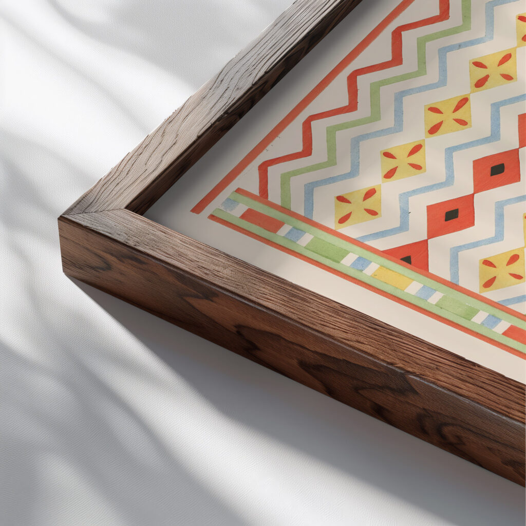 7. Plafond du Tombeau Damenemant n° 58 8. Plafond du Tombeau de Pehsoukehr n° 88 1911 Gustave Jequier close up dark wood mockup