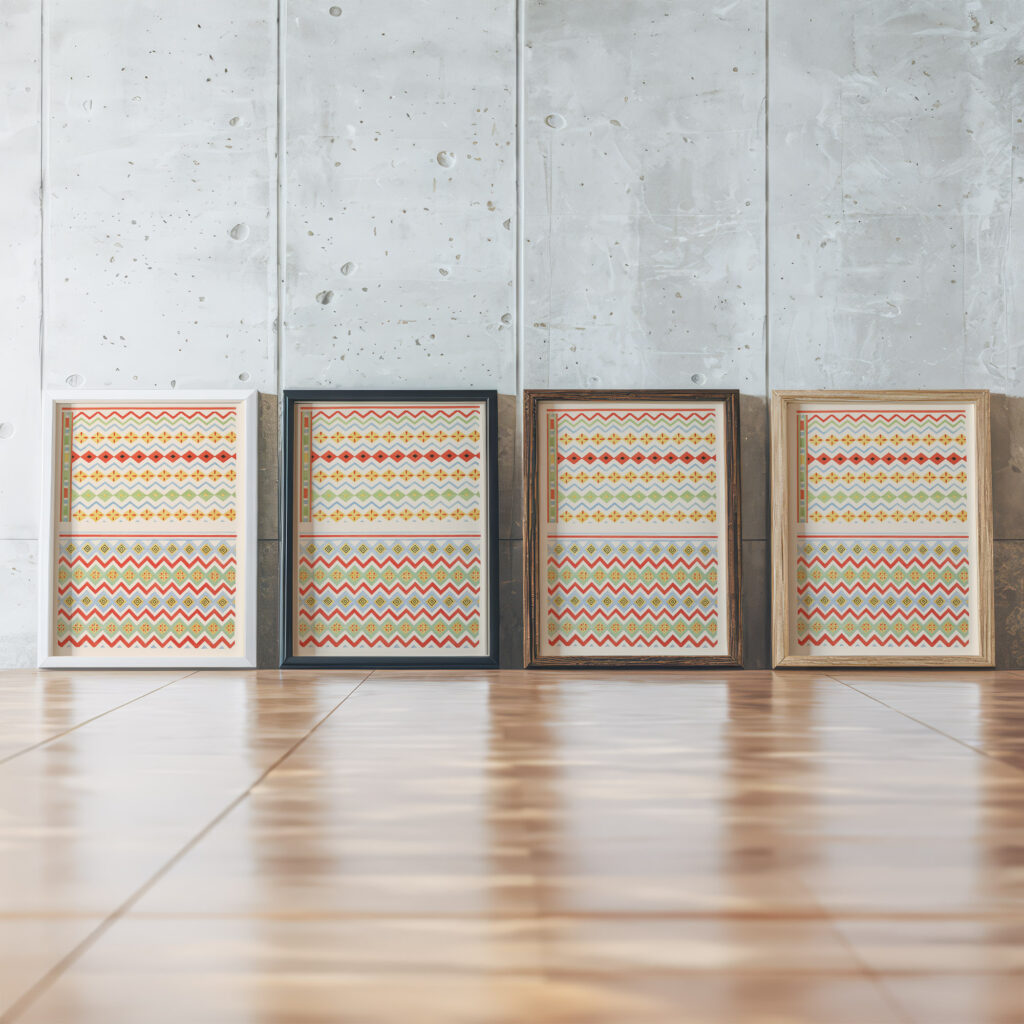 7. Plafond du Tombeau Damenemant n° 58 8. Plafond du Tombeau de Pehsoukehr n° 88 1911 Gustave Jequier framed posters mockup